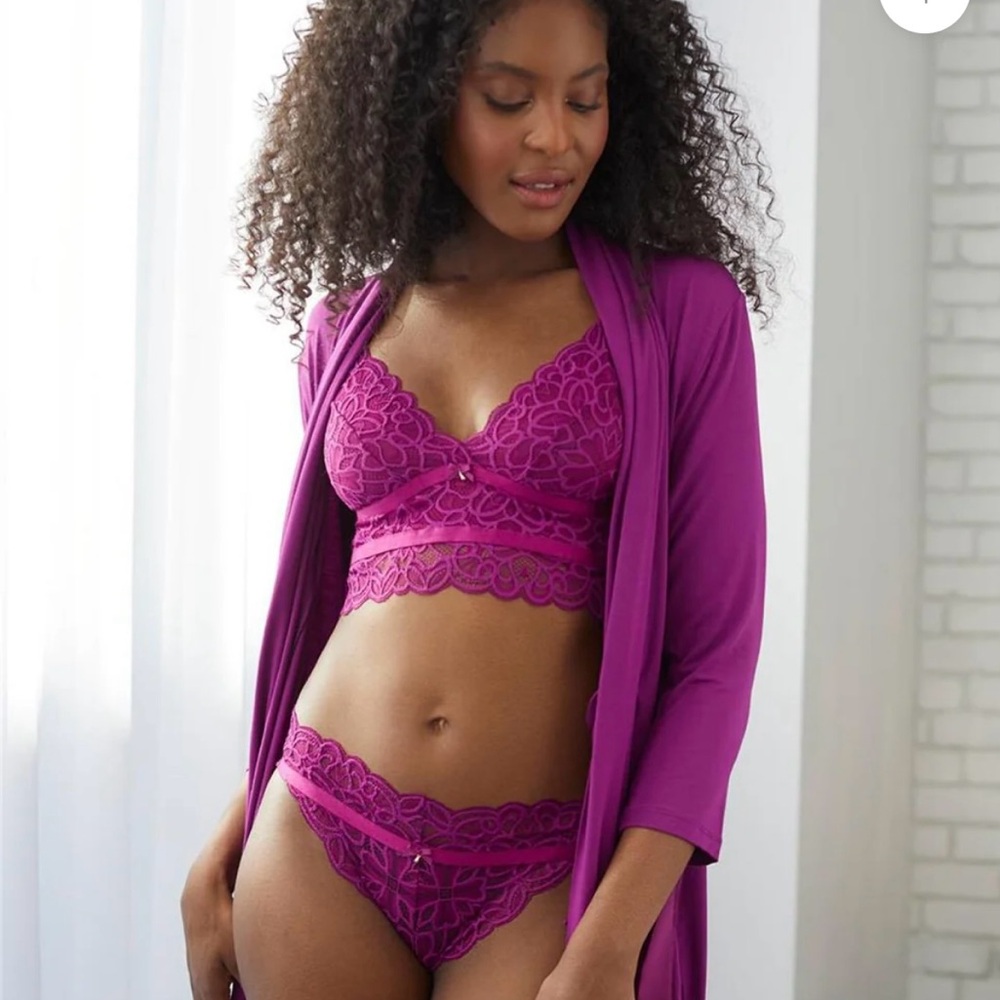 Montelle Intimates Fleur't Longline Bralette & Brazilian Panty Set